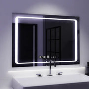 Zrcadlový LED obdélníkový 90x60cm Defen Marcello Sensor System Dezoring CLOCK & teploměr