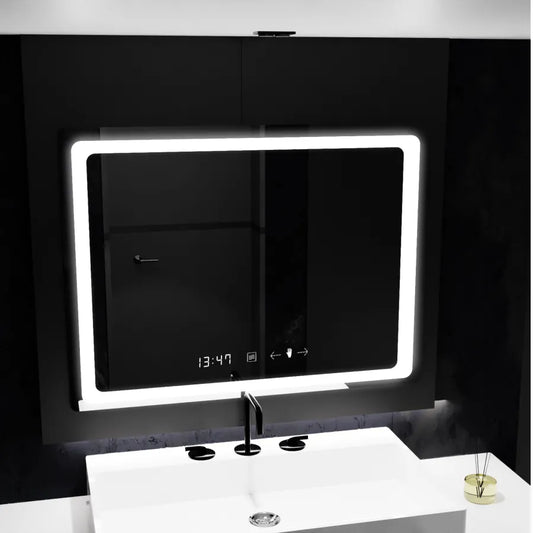 Obdélníkový LED zrcadlo 80x60cm Verite Motionglow Marcellow Dimable Hodin Deframenting System