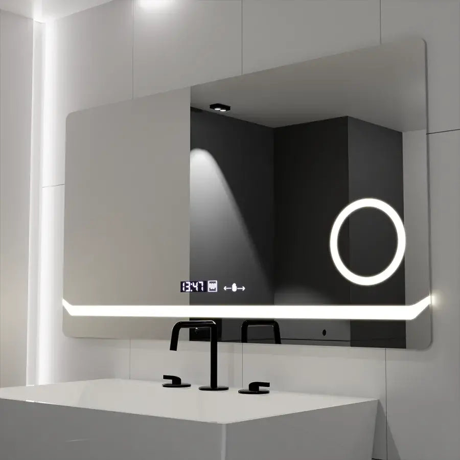 Mirror LED obdélníkový 80x60cm Definice Motiongllow Marcello Demontling CLOCK SYSTÉM