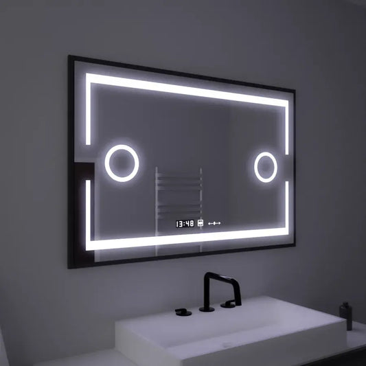 Obdélníkový LED zrcadlo 120x80cm Senzor Motionglow Sensor Marcello Desiclant Clock Defrosting System