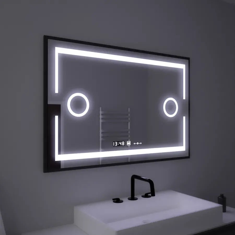 Obdélníkový LED zrcadlo 120x80cm Senzor Motionglow Sensor Marcello Desiclant Clock Defrosting System