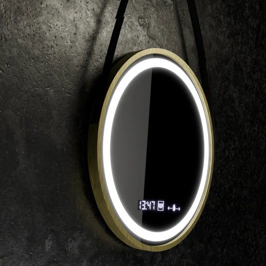 Mirror LED ROUND 60 cm Celesti Royale Gold Eleve Motionglow Marcello Dimable Clock Dezoring System