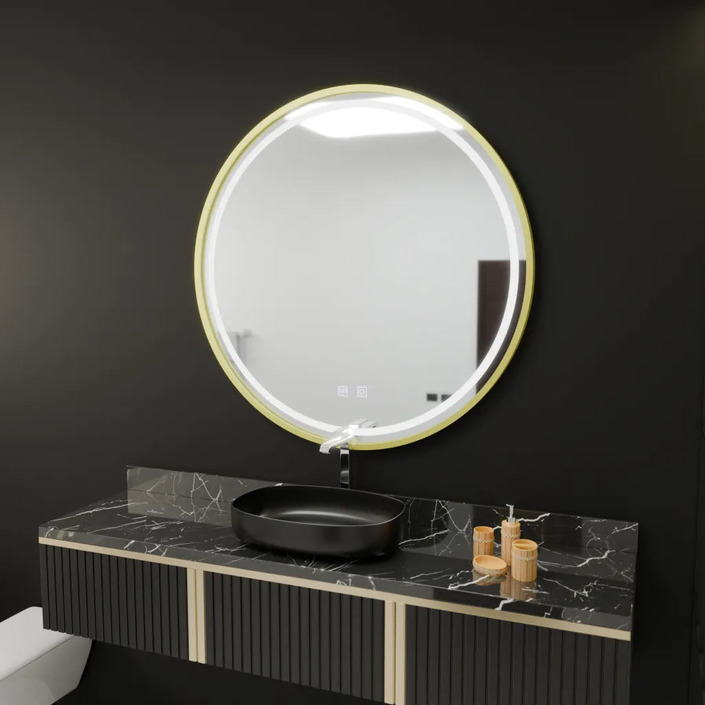 Mirror LED ROUND 70 cm Touch Glanz System DeFrost RAMA ROSE GOLD BRUDGED