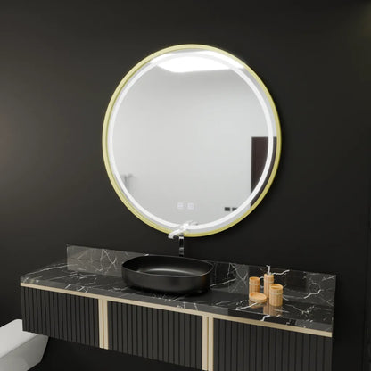 Mirror LED ROUND 70 cm Touch Glanz System DeFrost RAMA ROSE GOLD BRUDGED