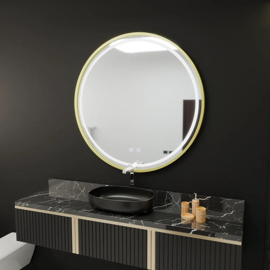 Mirror LED ROUND 70 cm Touch Glanz System DeFrost RAMA ROSE GOLD BRUDGED