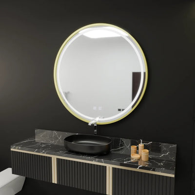 Mirror LED ROUND 70 cm Touch Glanz System DeFrost RAMA ROSE GOLD BRUDGED
