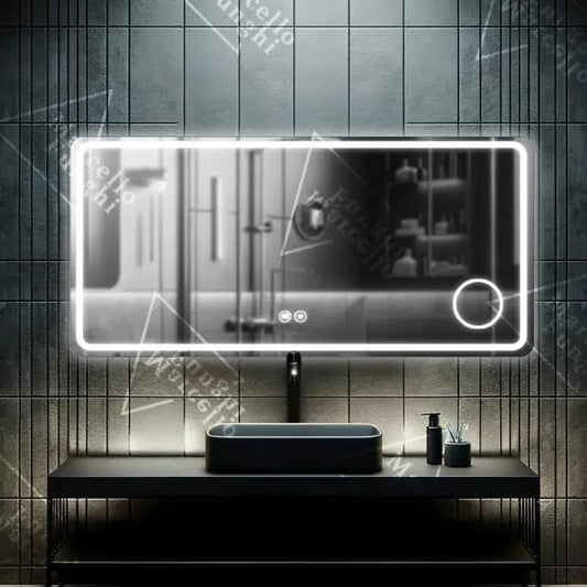 Mirror LED obdélníkový 90x75cm Souverain Motionglow Marcello Desiclatic Clock System & Wolf teploměr