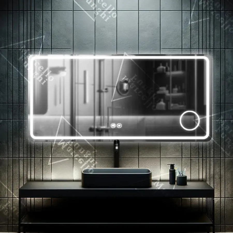 Mirror LED obdélníkový 90x75cm Souverain Motionglow Marcello Desiclatic Clock System & Wolf teploměr