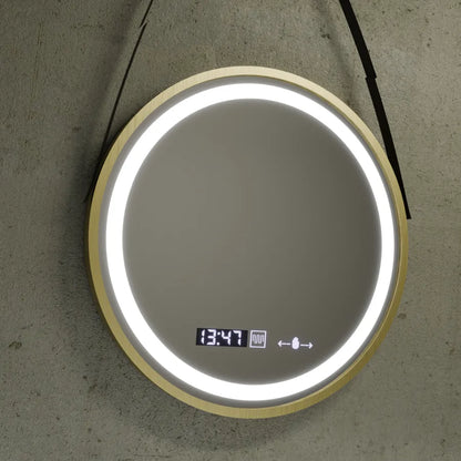 Mirror LED ROUND 60 cm Celesti Royale Gold Eleve Motionglow Marcello Dimable Clock Dezoring System