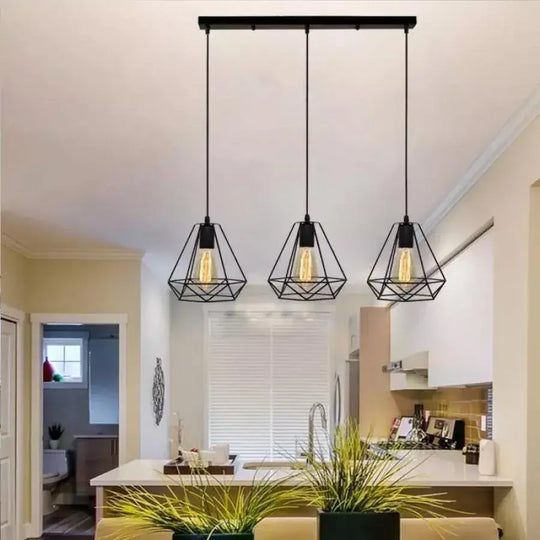 Lustr ve tvaru diamantu, STRUCTURE, 3xE27, černý, kovové průmyslové lustry Výchozí název Alessandro Design