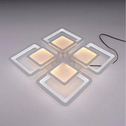 LED CHANDIER se sezamovým dálkovým ovládáním, 77W, 4 čtverce, studené/horké/neutrální světlo, nestabilní, bílá