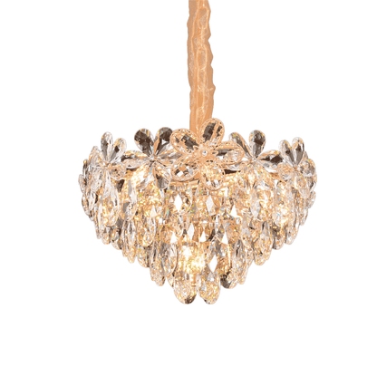 Křišťálový lustr, Elegance 7xE27, průměr 40 cm, lesklé zlato, nastavitelná výška, kov a křišťál