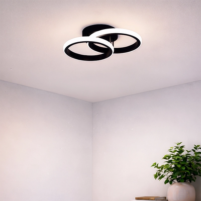 LED lustr VERTEX CIRCULA 21W, 2 kruhy, kovové rámy, studené/teplé/neutrální světlo 3000K/4000K/6000K, černá, kov