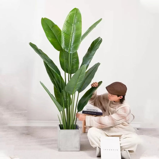 Umělý průchod rostlin ráje (Strelitzia Nicolai), 16 listů, bez hrnců, 180 cm zelené
