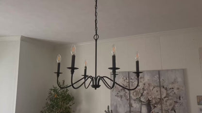 Lustra Metalic AVANT, tip Pendul cu brate, Rotunda, 6xE14, Negru