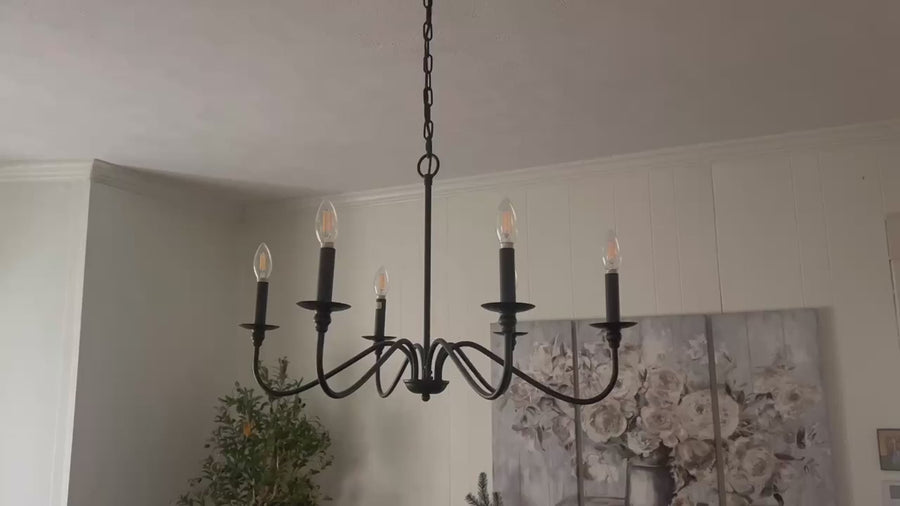 Lustra Metalic AVANT, tip Pendul cu brate, Rotunda, 6xE14, Negru