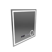 Obdélníkové LED zrcadlo, 60x60cm, Souverain MotionGlow Marcello, Demister System, Hodiny & Teploměr, Kosmetická lupa, Stmívatelné