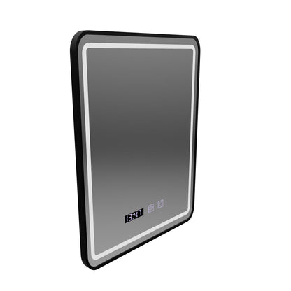 LED Touch Karl Mirror Defrition System, hodiny a teplota 50x70 cm Černý štětec