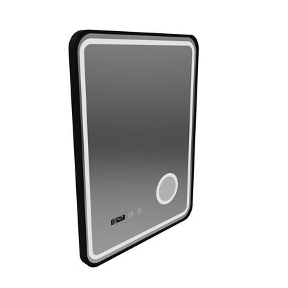 Mirror LED Touch Ulrich DeBrulation System, hodiny a teplota 60x80 cm Černá ramahed Cosmetics Lup