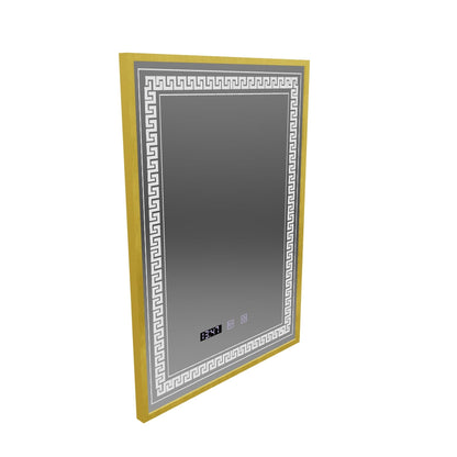 Mirror LED Touch Bruno zástupce oddělení, hodiny a teplota 60x80 cm stříbrný kartáčovaný rám