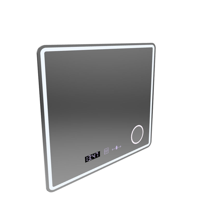 Zrcadlo LED obdélníkový 90x75cm Eco riflesso Puro Motionglow Marcello demontážní hodiny a vlčí teploměr