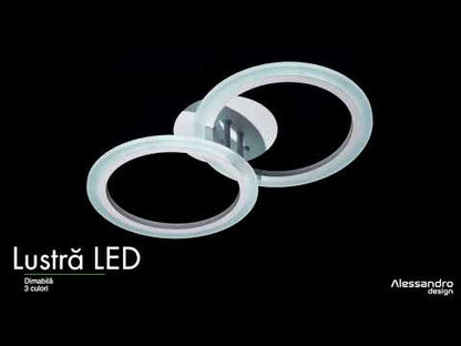 LED CHANDIER s dálkovým ovládáním Betty, 28W, 2 kruhy, chladné/horké/neutrální světlo, nestabilní, bílá