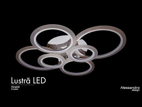 LED CHANDIER s Betty dálkovým ovládáním, 82W, 6 kruhů, studené/horké/neutrální světlo, nestabilní, bílá