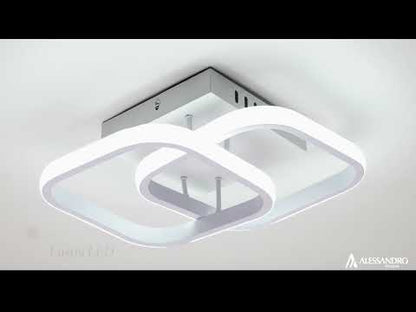 LED lustr VERTEX Matrix překrývající kosočtverce, kovové rámy, 11W, 2 kosočtverce, studené/teplé/neutrální světlo, bílá