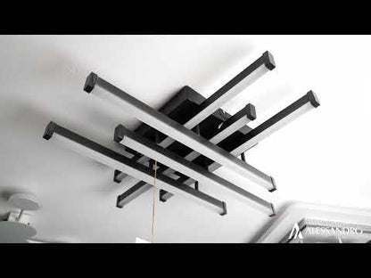 LED lustr s dálkovým ovládáním LINEX, 63W, 6 prvků, lineární, studené/teplé/neutrální světlo, stmívatelný, černý