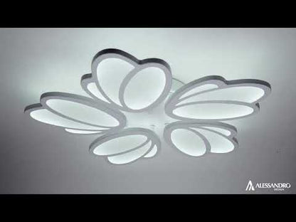 LED CHANDIER s dálkovým ovládáním tulipánu, 73W, 5 okvětních lístků, studené/horké/neutrální světlo, nestabilní, bílé