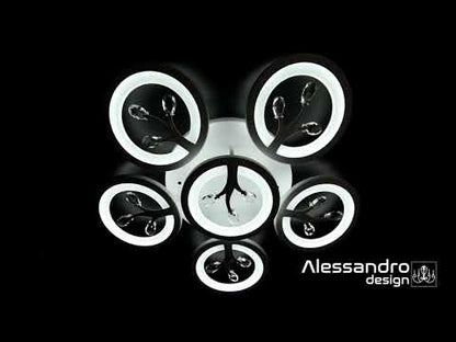 LED CHANDIER s dálkovým ovládáním Daisy, 6 položek, 72W, studené/horké/neutrální světlo, nestabilní, bílá s křišťálem