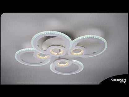 LED CHANDIER s Kadeovým dálkovým ovládáním, 72W, 4 kruhy, studené/horké/neutrální světlo, nestabilní, bílá