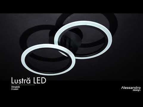 LED CHANDIER s dálkovým ovládáním Betty, 28W, 2 kruhy, studené/horké/neutrální světlo, nestabilní, černé