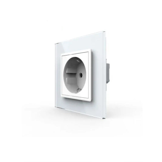 Schuko Schuko Socket, šroubové terminály, skleněné rám, bílá, livolo
