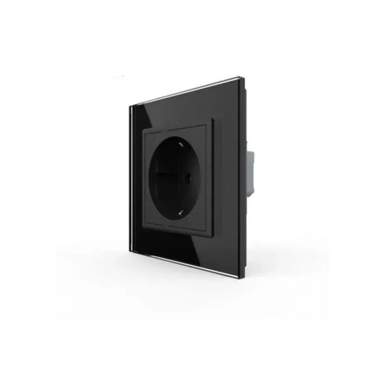 Schuko Schuko Socket, šroubové terminály, skleněné rám, černá, livolo