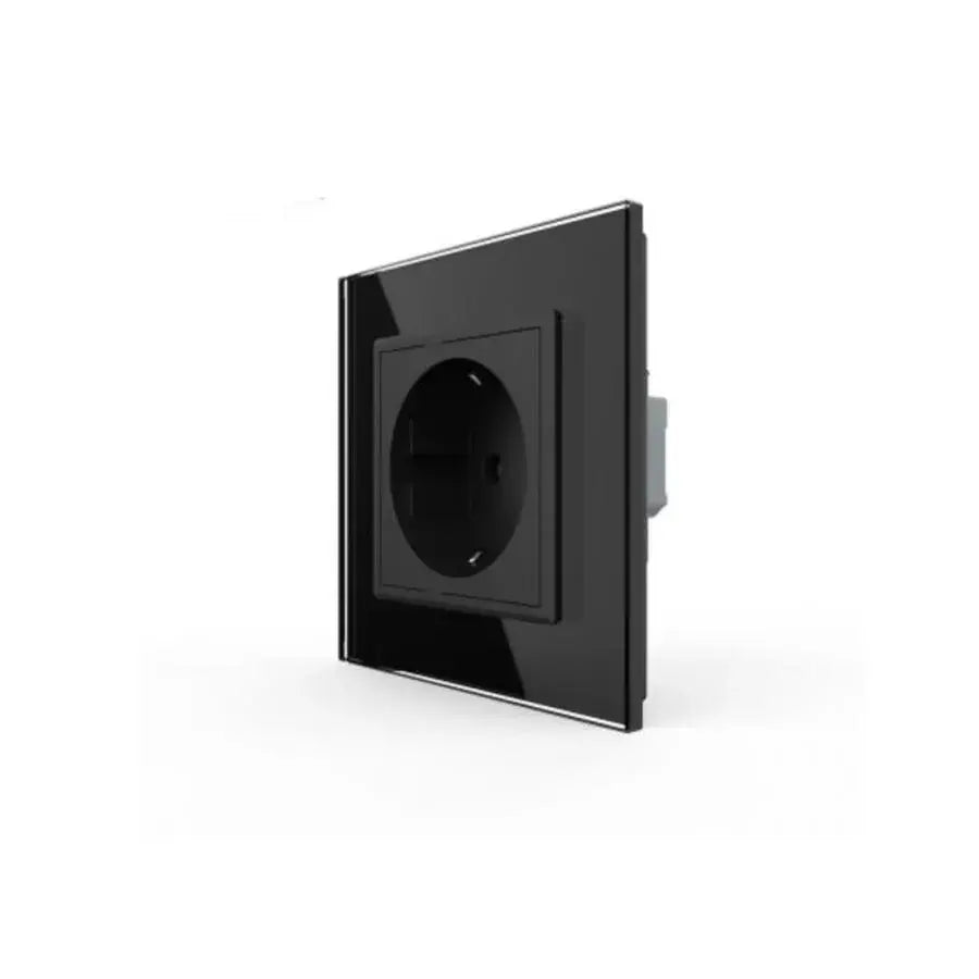 Schuko Schuko Socket, šroubové terminály, skleněné rám, černá, livolo
