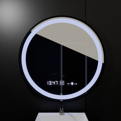 Mirror LED kolem 70 cm Celesti Majesti Noir Motionglow Marcello Clock Defrition System & Dimable teploměr