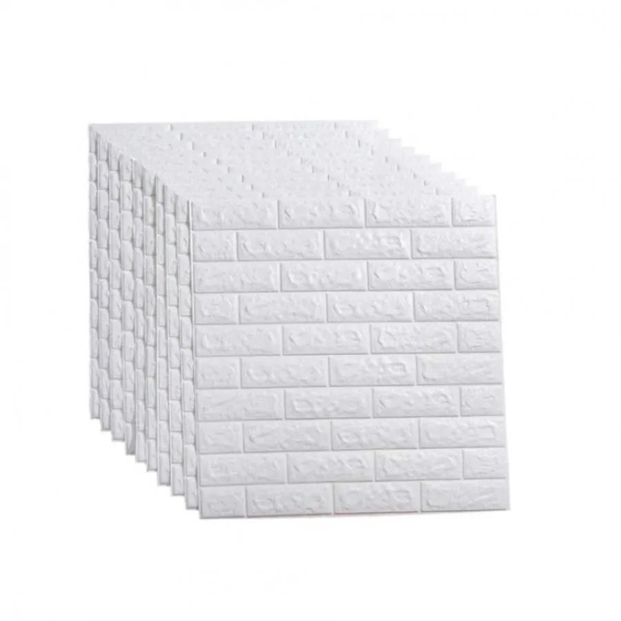 Set 10x Self -Adhesive 3D tapety bílé cihly měkké pěny, 70 cm x 77 cm x 2 mm