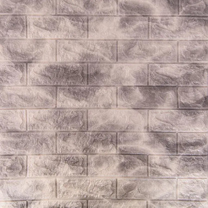 Set 10d 3D Self -Adhesivní šedé cihly z měkké pěny, 77 cm x 70 cm x 6mm