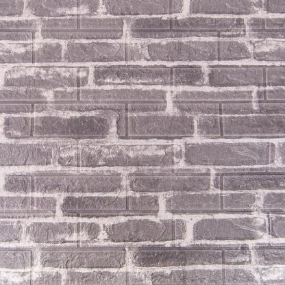 Set 10d 3D Self -Adhesivní šedé cihly z měkké pěny, 77 cm x 70 cm x 6mm