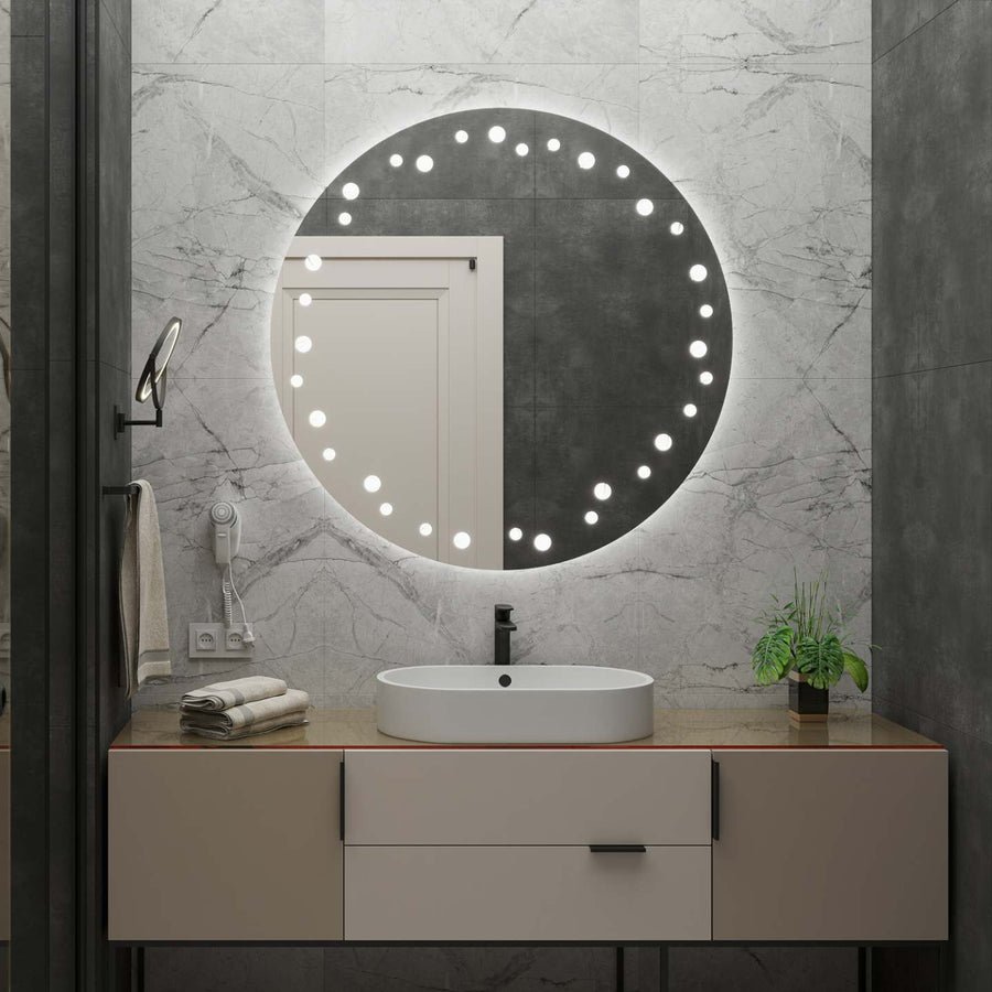 LED Touch Ivory Mirror Dezoring System 70x70cm