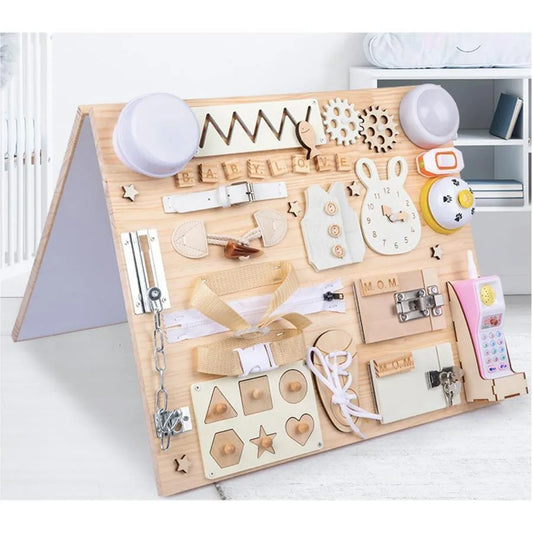 Montessori Multifunkční magnetický stůl s lovatory, 8 carioci, dřevo a plast