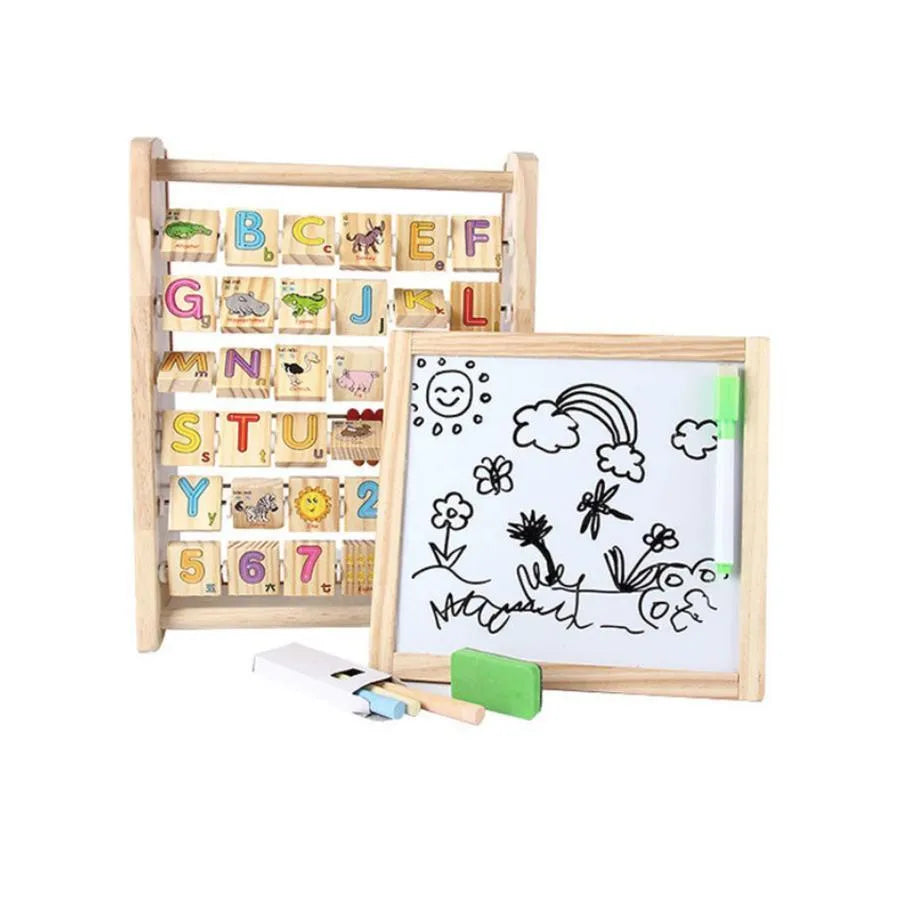 Montessori Multifunkční magnetický stůl s lovatory, 8 carioci, dřevo a plast