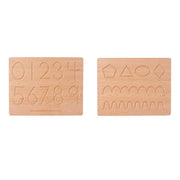 Dvojitý vzdělávací stůl s geometrickými čísly a tvary, 2 kusy, dřevo