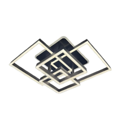 LED lustr s dálkovým ovládáním EMMA 190W, 4 čtverce, studené/teplé/neutrální světlo, stmívatelné, černá