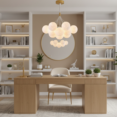 MODERNÍ Lustr, Kyvadlový typ, LOFT Bagliore, Globe, 7xG9, Nastavitelná výška, Zlatá
