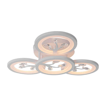 LED CHANDIER s dálkovým ovládáním Daisy, 4 prvky, 49W, studené/horké/neutrální světlo, nestabilní, bílá s křišťálem