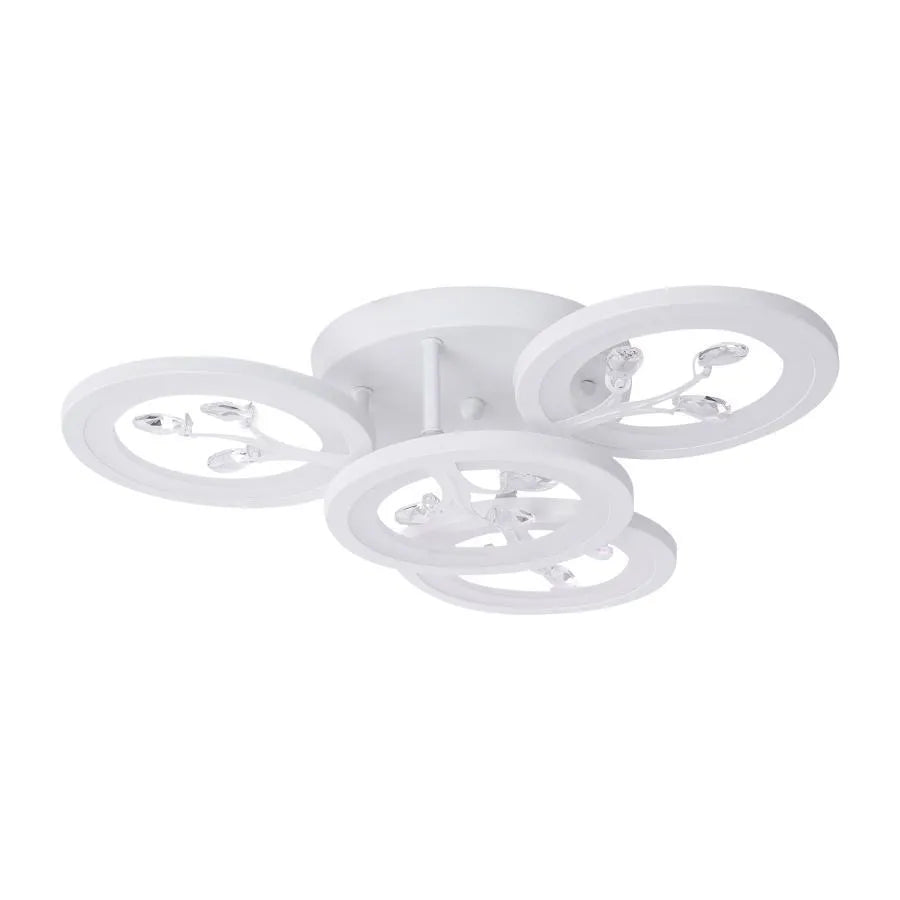 LED CHANDIER s dálkovým ovládáním Daisy, 4 prvky, 49W, studené/horké/neutrální světlo, nestabilní, bílá s křišťálem