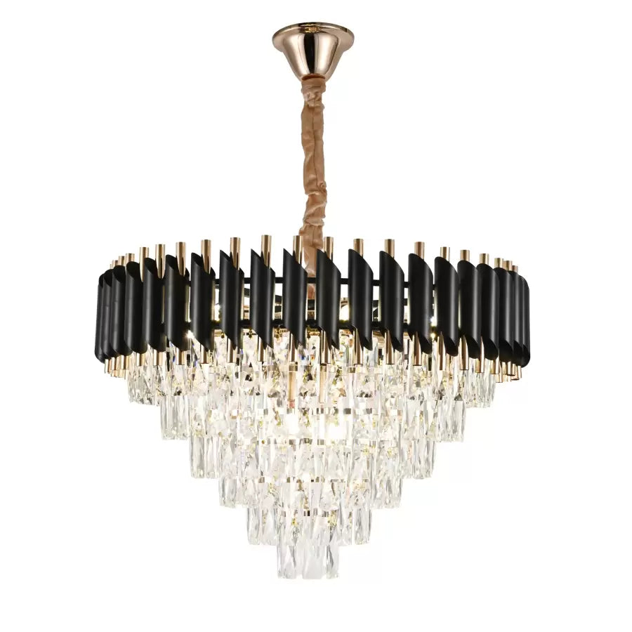 Crystal Chandier Versailles magno 8xe27, průměr 60 cm, lesklý a černé zlato, nastavitelná výška